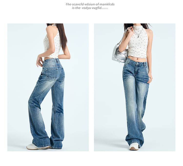 Girliepairs - High Waist Washed Flared Jeans