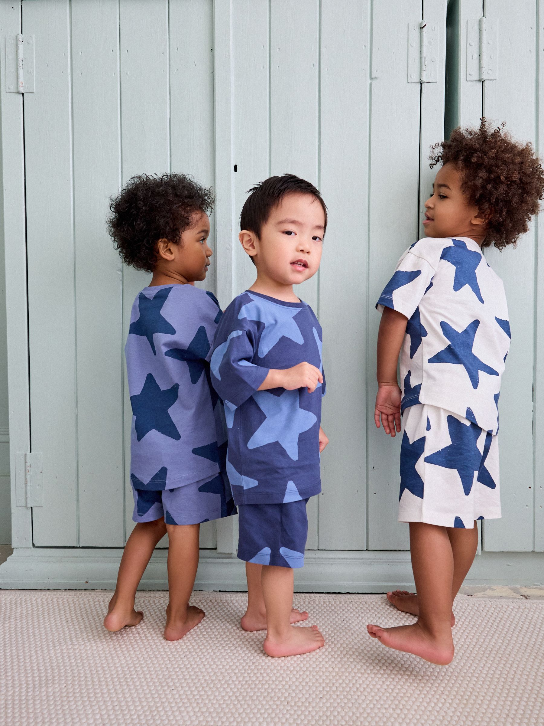 Marineblauw/wit met sterren - Verpakking van 3 korte pyjama's (9mnd -12jr)