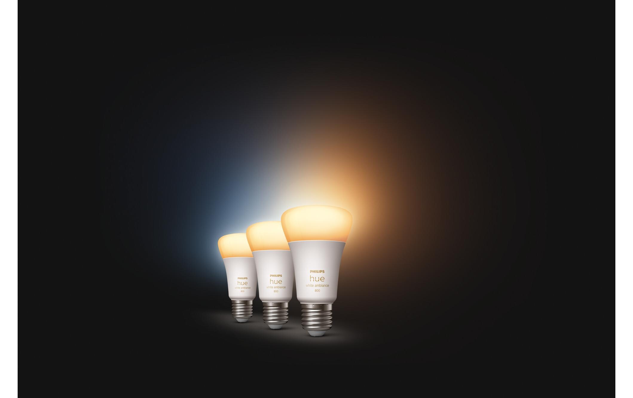 Leuchtmittel White Ambiance E27 Dreierpack 3 x 570 lmPer Bluetooth steuerbares Hue E27-Leuchtmittel
