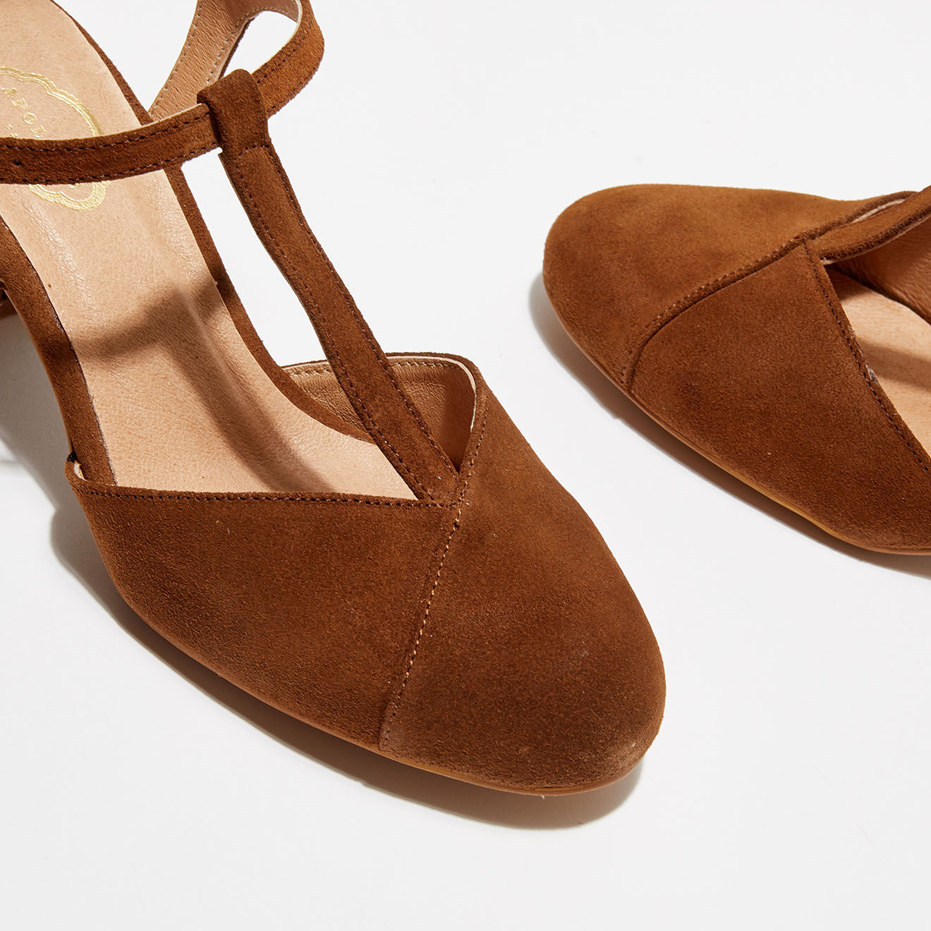 Apologie Salomés en Velours de Cuir Tessa camel - Talon 7 cm