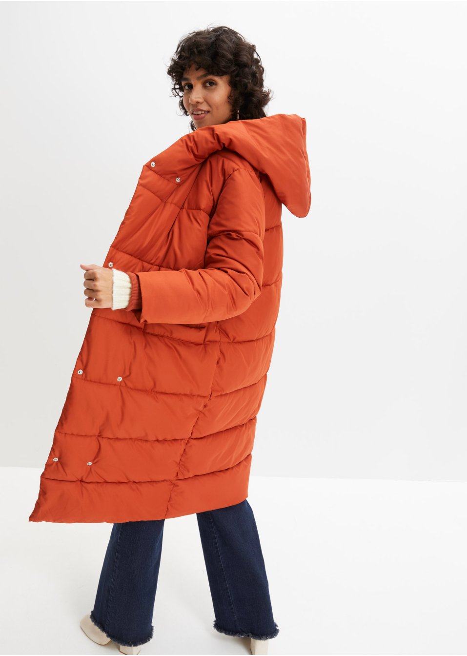 Manteau oversize matelassé avec capuche, en polyester recyclé
