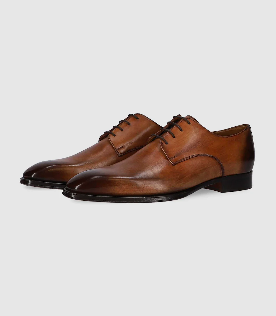 Derby couture en cuir marron clair ORENZO