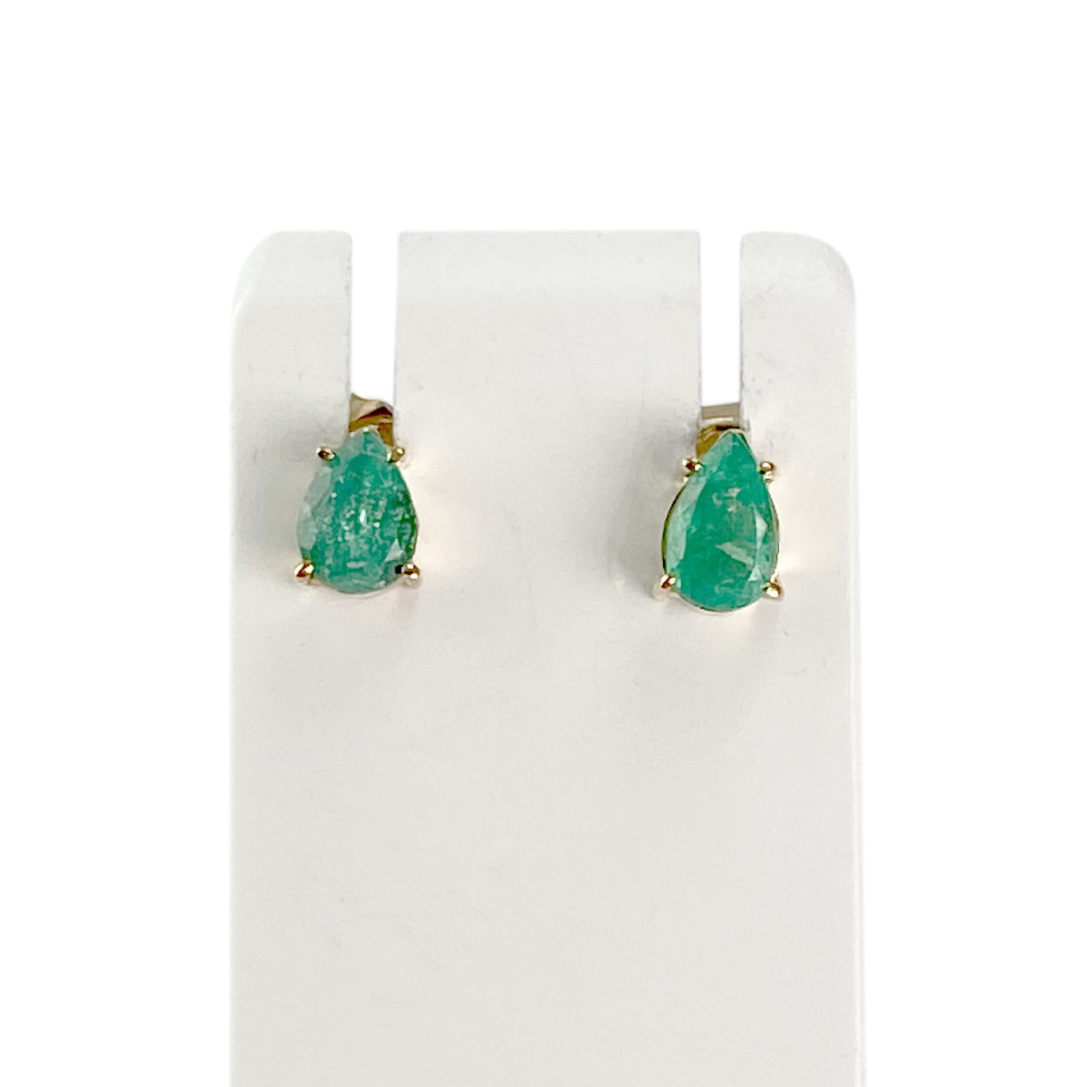 Boucles d'oreilles d'occasion or 750 jaune émeraudes