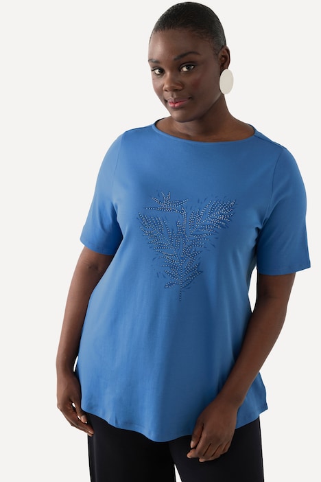 T-Shirt, Pima Cotton, Farn, U-Boot-Ausschnitt, Halbarm