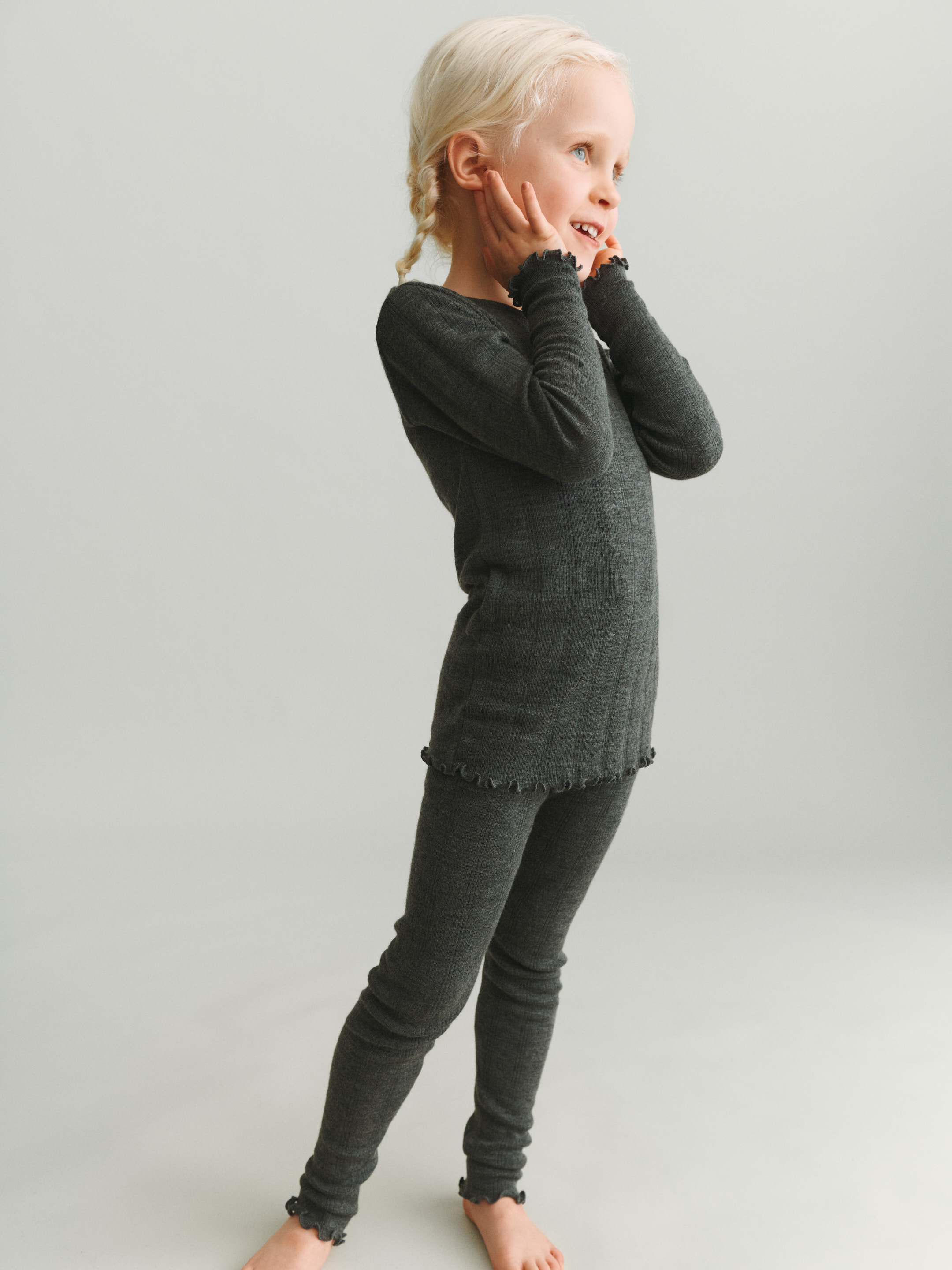 Pointelle legging van merinowol voor kinderen