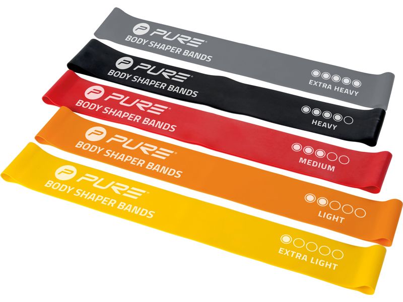 FTM Fitnessband 5er-Set, extra leicht bis extra stark Widerstandsbänder in fünf Stärken