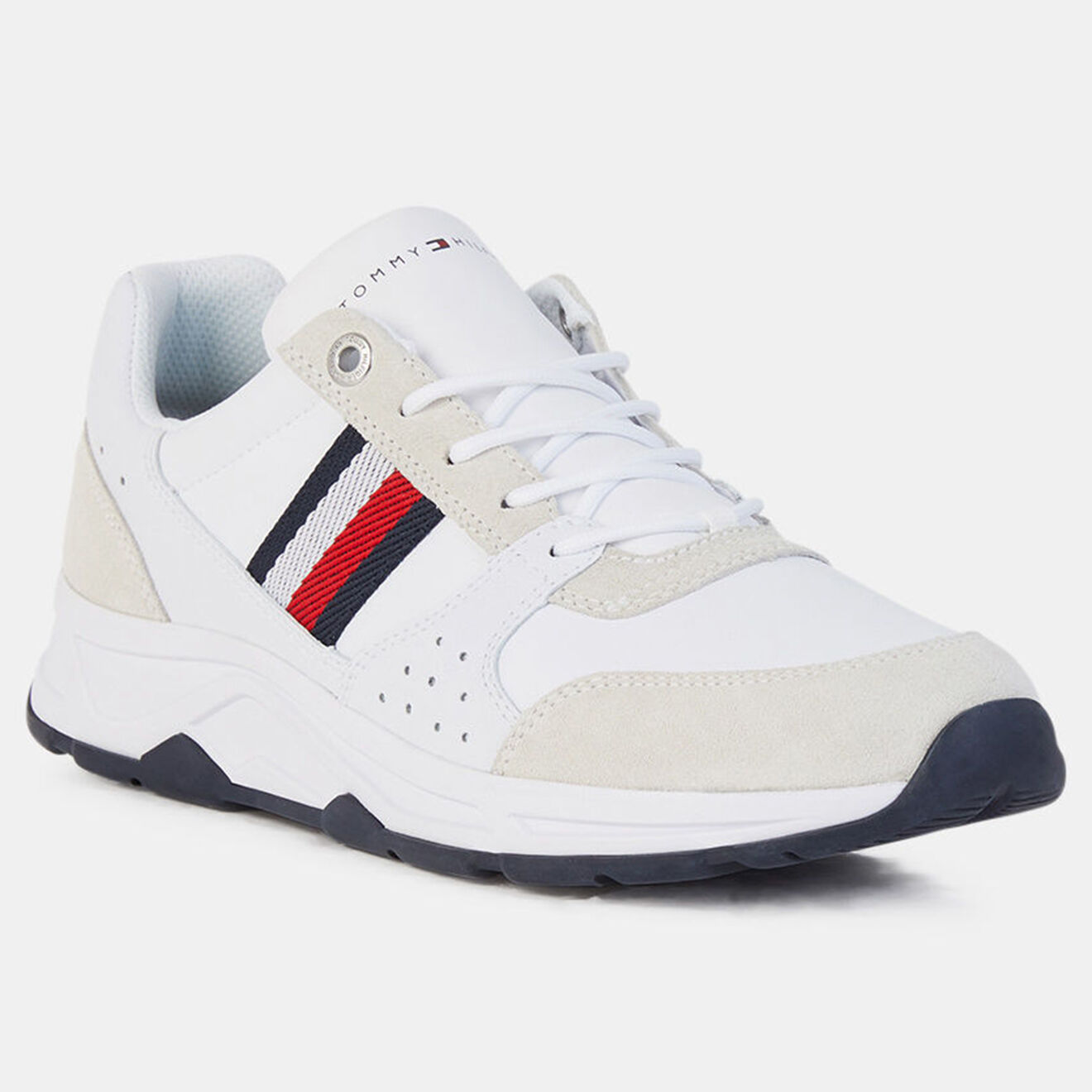 Tommy Hilfiger Baskets en Cuir Running Fashion blanc/beige