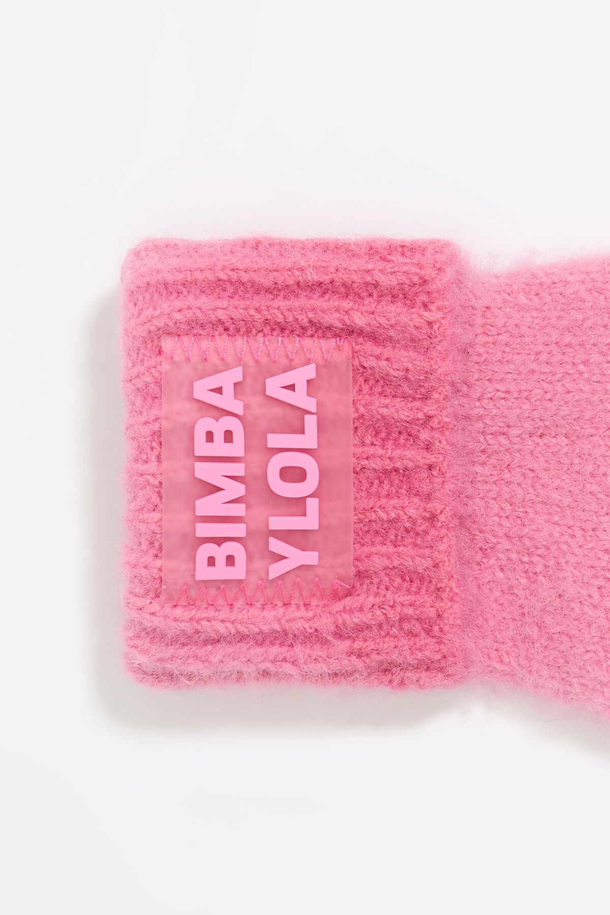Luvas de tricô rosa degradê