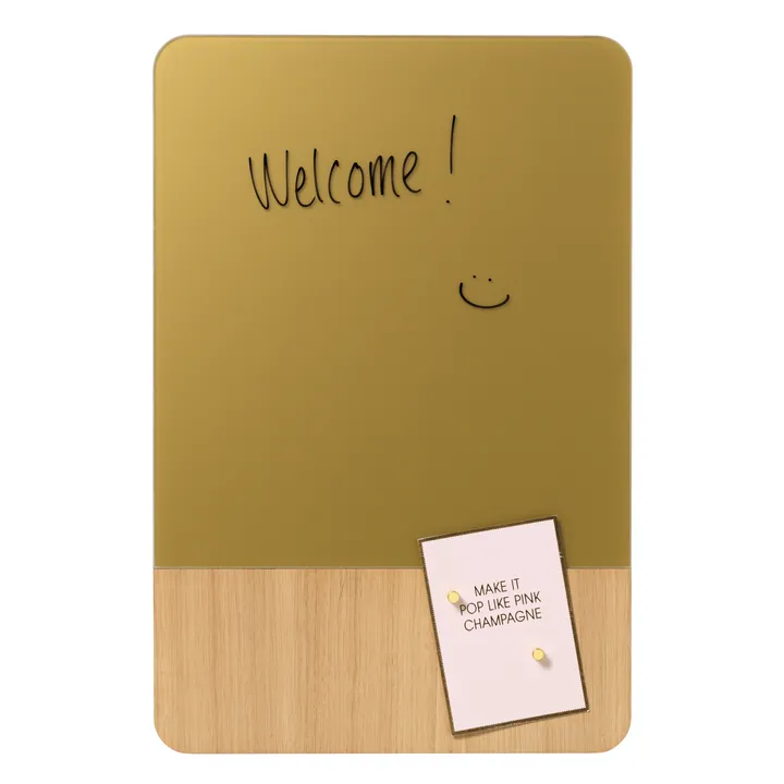 Magnetisk NAGA glastavle 120x90 cm mat glas guld med egefiner