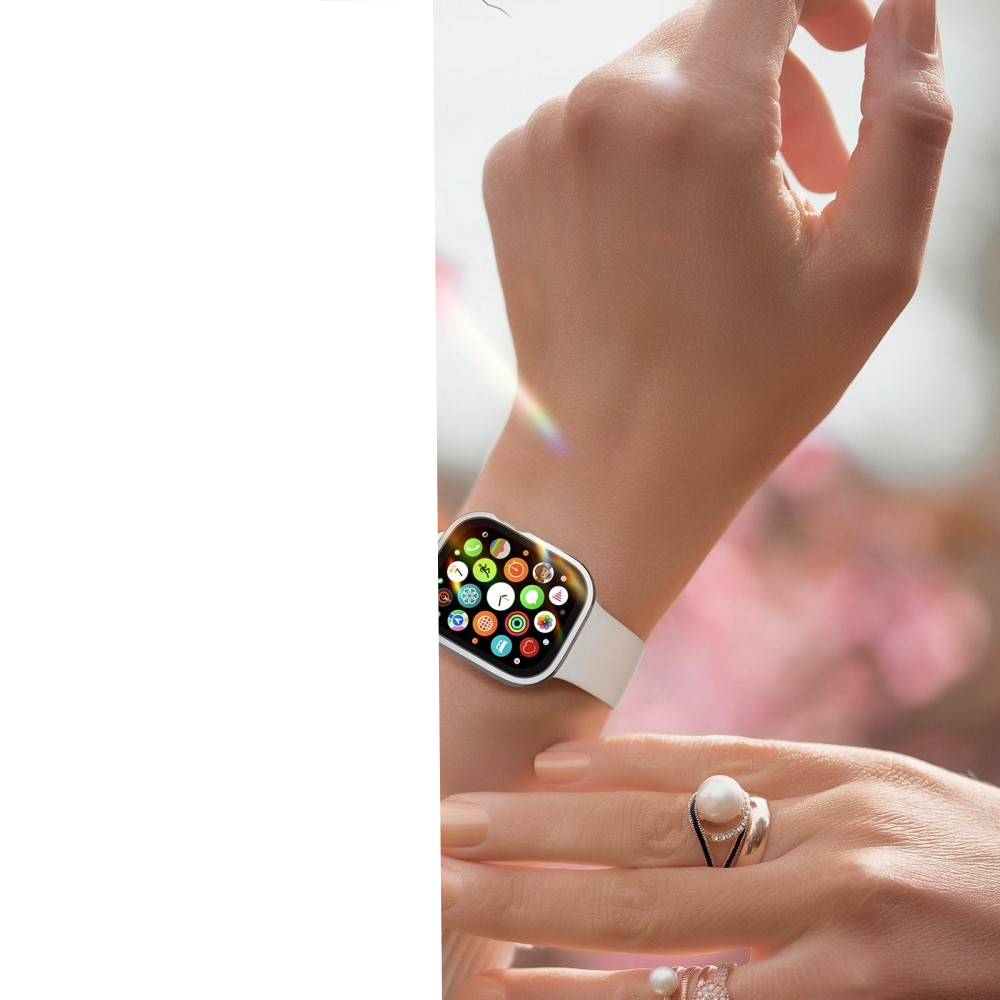 Apple Watch (40mm) Hardcase Bumper Hülle mit Galvanisiertem Rahmen   Display Schutzglas - Silber