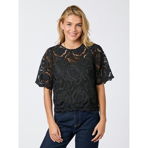 Neo Noir Trisha Big Lace Bluse, Black, 40