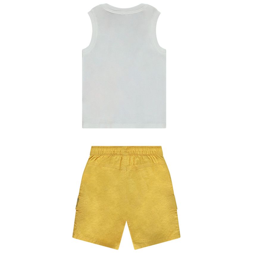 Ensemble débardeur print animaux de la savane + bermuda pour bébé garçon - Jaune