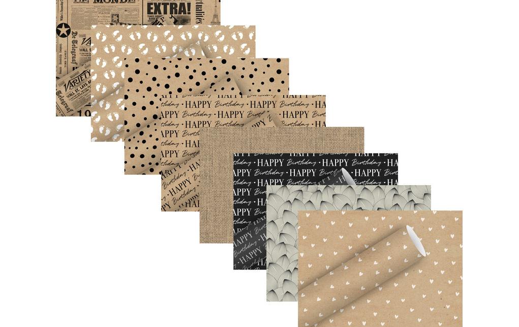 Geschenkpapier By Nature News 2 m x 70 cm, Braun/SchwarzPapierrolle zum Einpacken von Geschenken