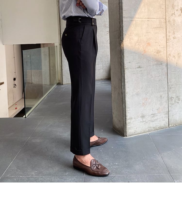 Craltuxe - Hoge taille effen cropped taps toelopende broek