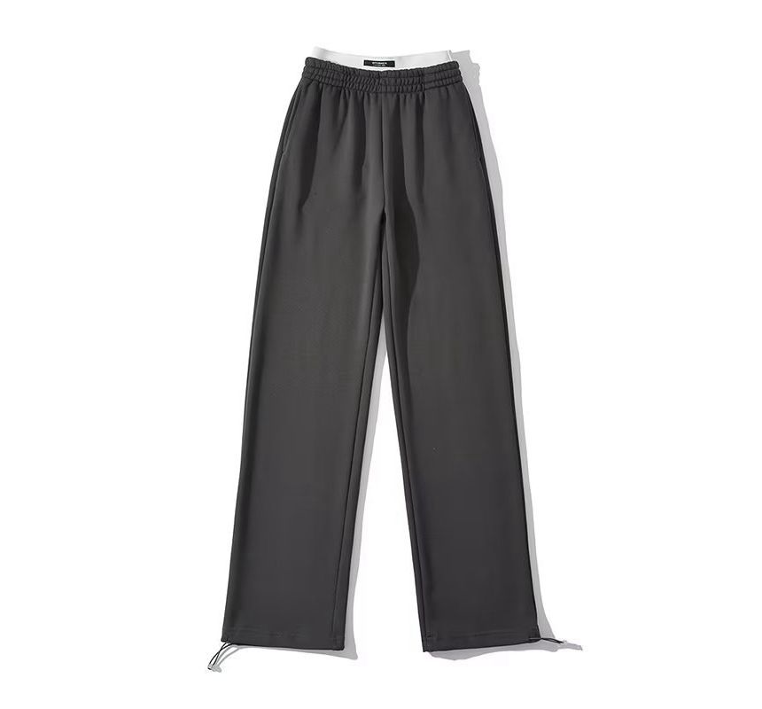 Haneliz - High Rise Applique Wijde Pijpen Joggingbroek