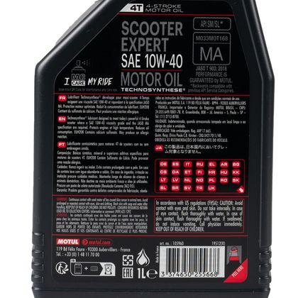 Huile moteur Motul SCOOTER EXPERT 4T 10W40 MA 1L Universel