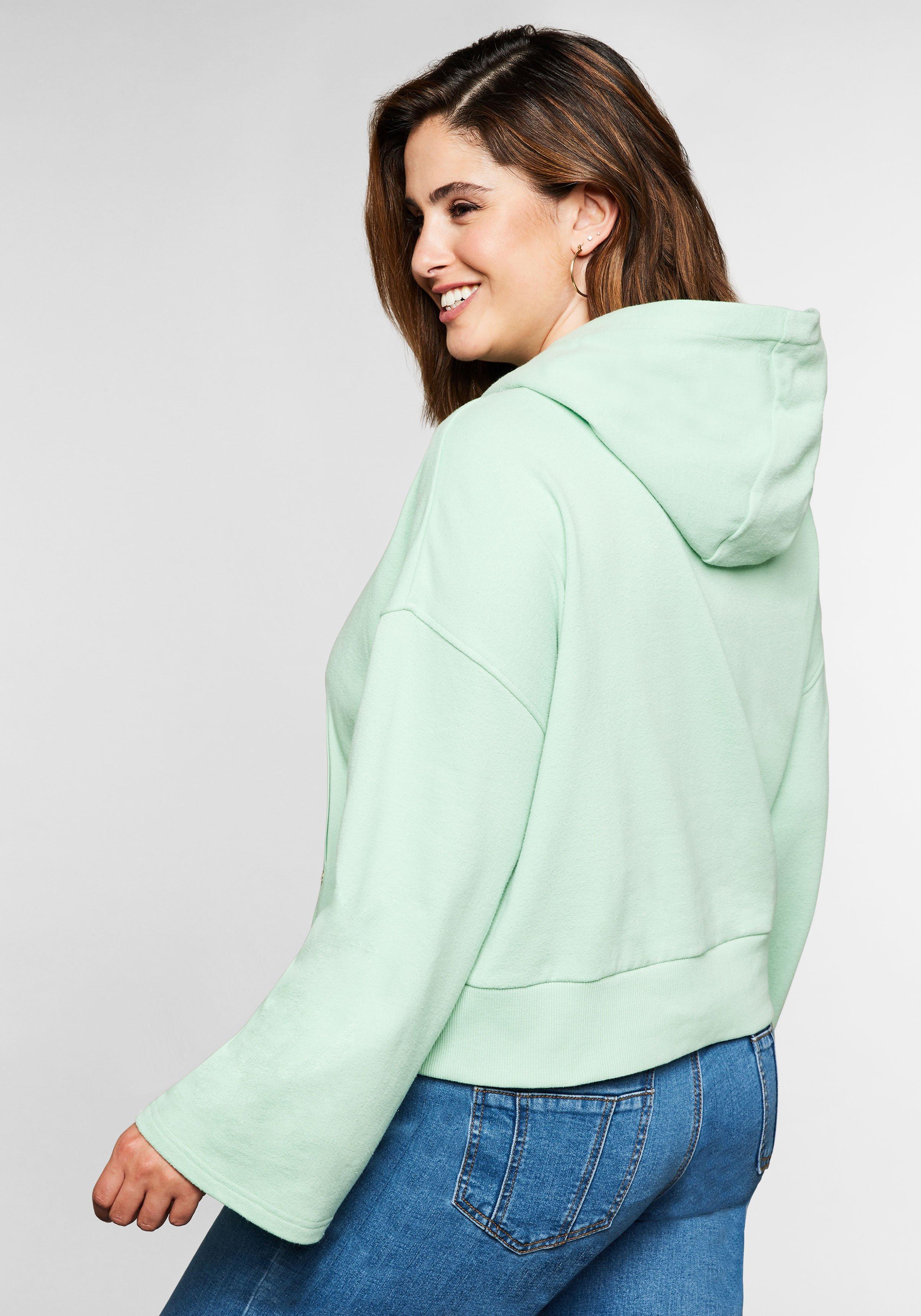 Kapuzensweatshirt in kurzer, weiter Form