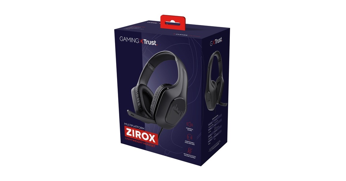 TrustGXT 415 Zirox Lightweight Gaming headset over-ear   (Zwart, PC, laptop en consoles)