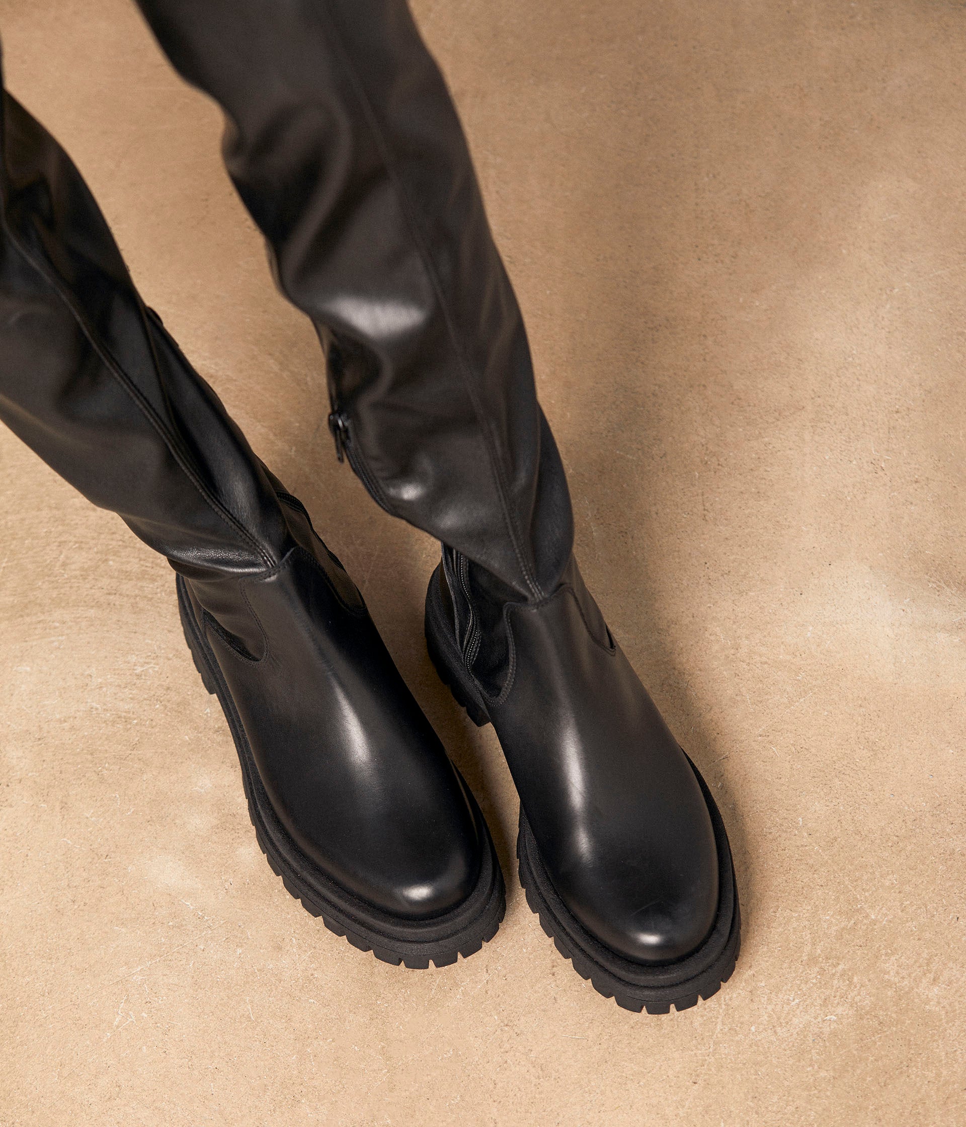 Cuissardes cuir noir Auxana