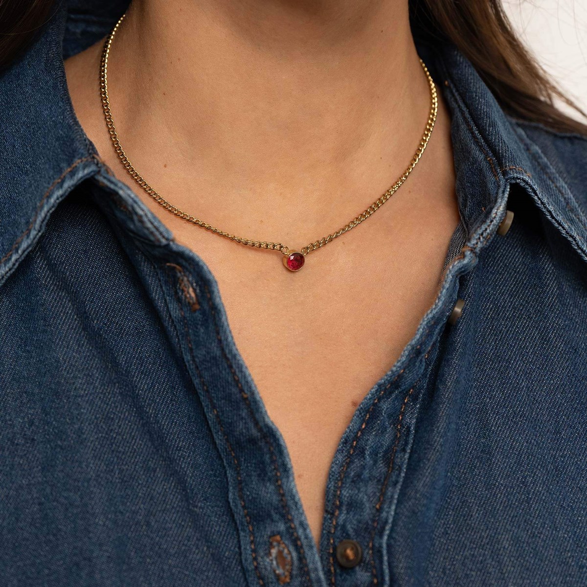 Collier Rondina zircon rouge