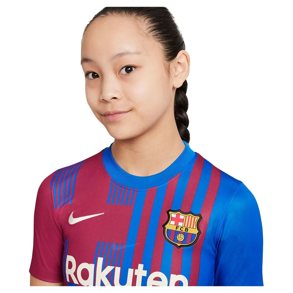 Camiseta Nike FC Barcelona 21/22 Stadium Home Infantil de Manga Curta