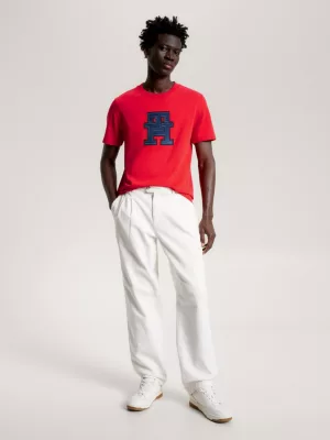Camiseta com aplique de monograma TH