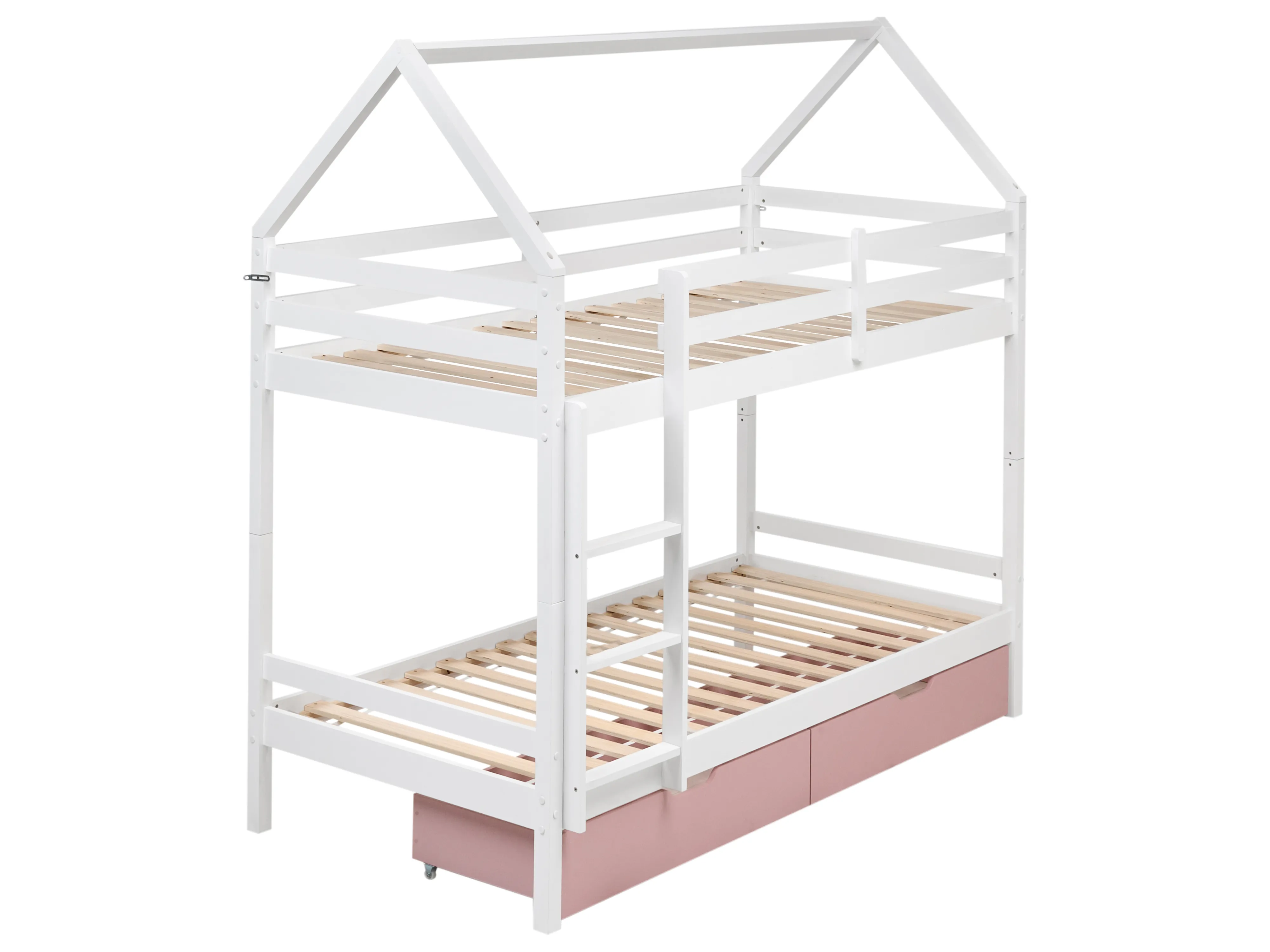 Hoogslaper met laden Huis Dennenhout TERNAS 90 x 200 cm Roze