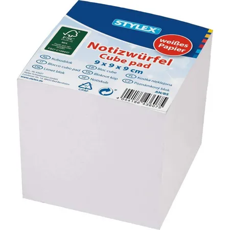 Stylex Notizwürfel weiß, 1000 Blatt, 9 x 9 x 9 cm