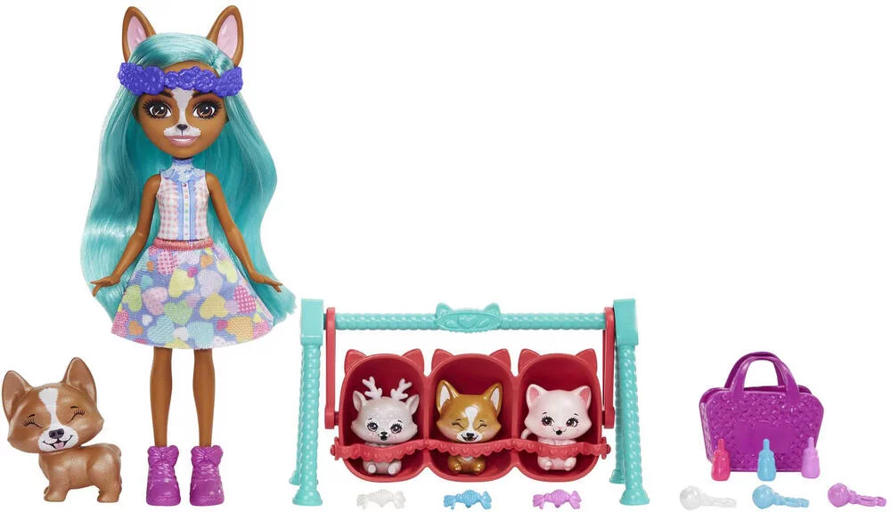 ENCHANTIMALS - MEILLEURS AMIS DES BEBES 15 CM - POUPEE CRIZIA CORGI ET SHOW