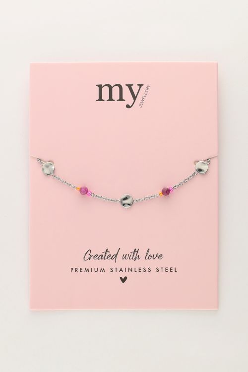 Armband met munt en paarse kralen