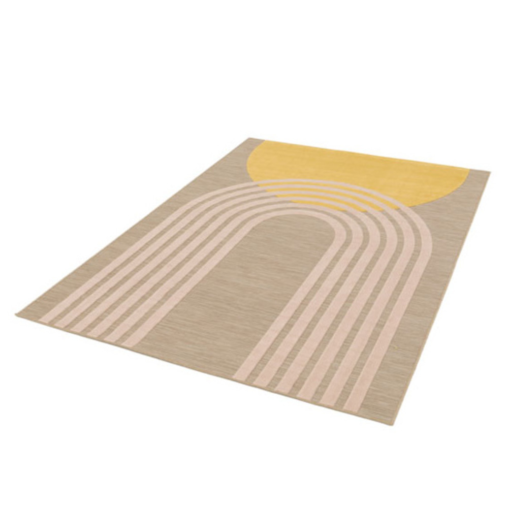 Tapis intérieur et extérieur en relief - luna - beige, jaune, rose - 120 x 170 cm
