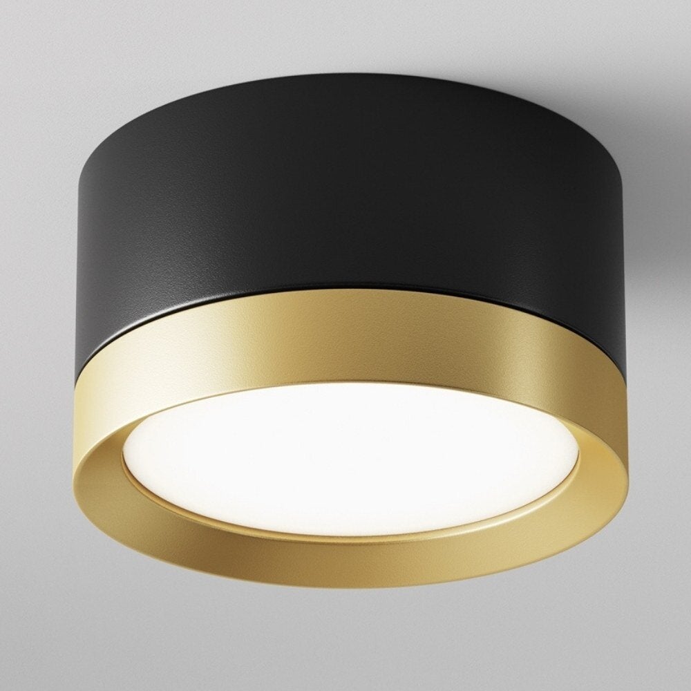 Hoop plafondopbouwlamp in zwart en goud GX53 50mm