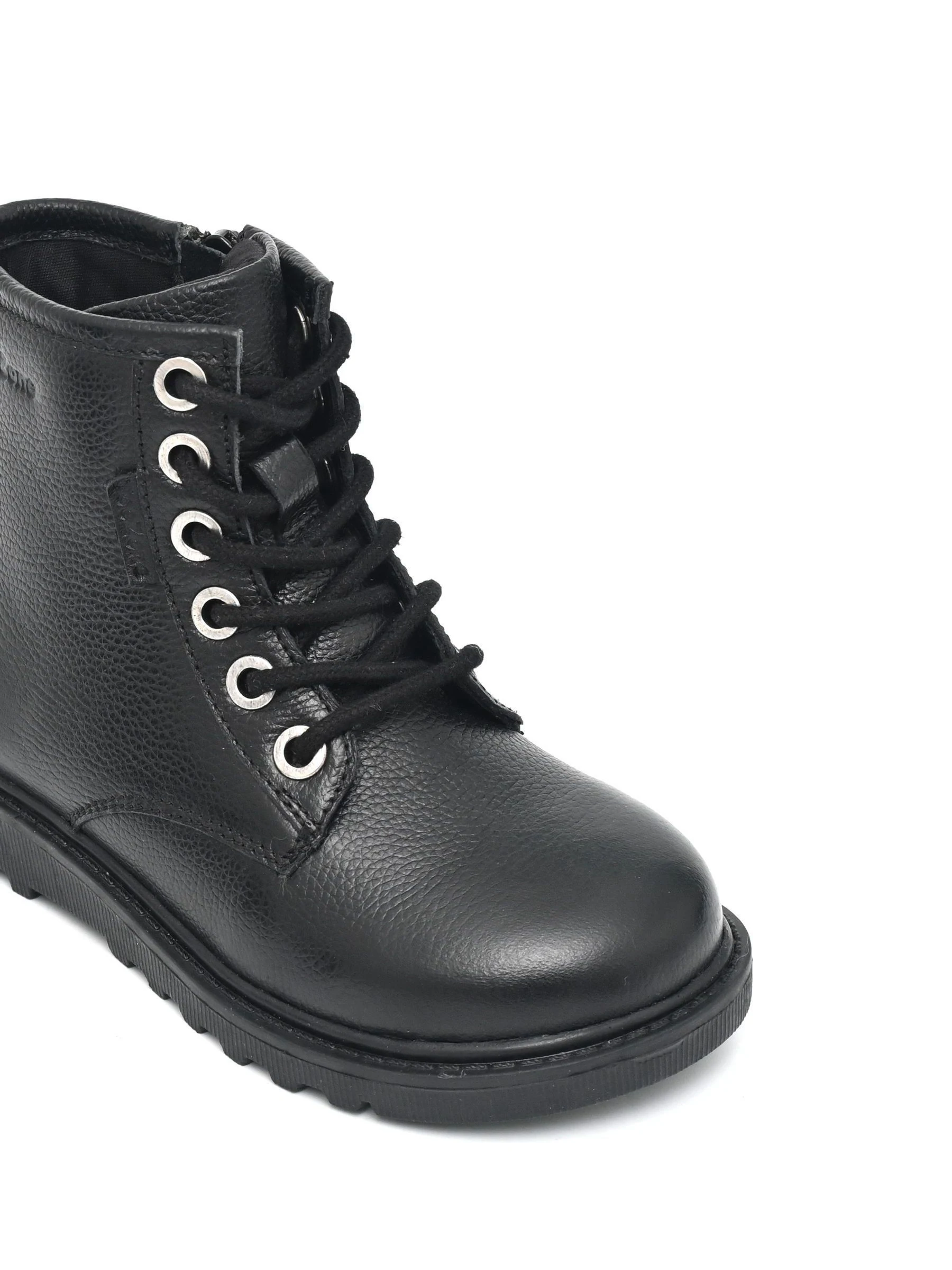 ToeZone Storm zwarte leren Ortholite enkelboots voor jongens