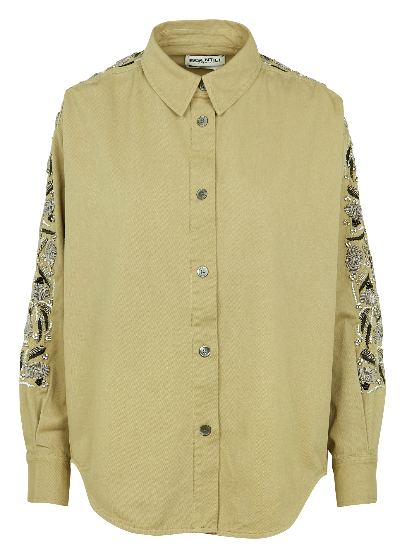 BOLIVES - Surchemise col classique brodée en coton | Marron