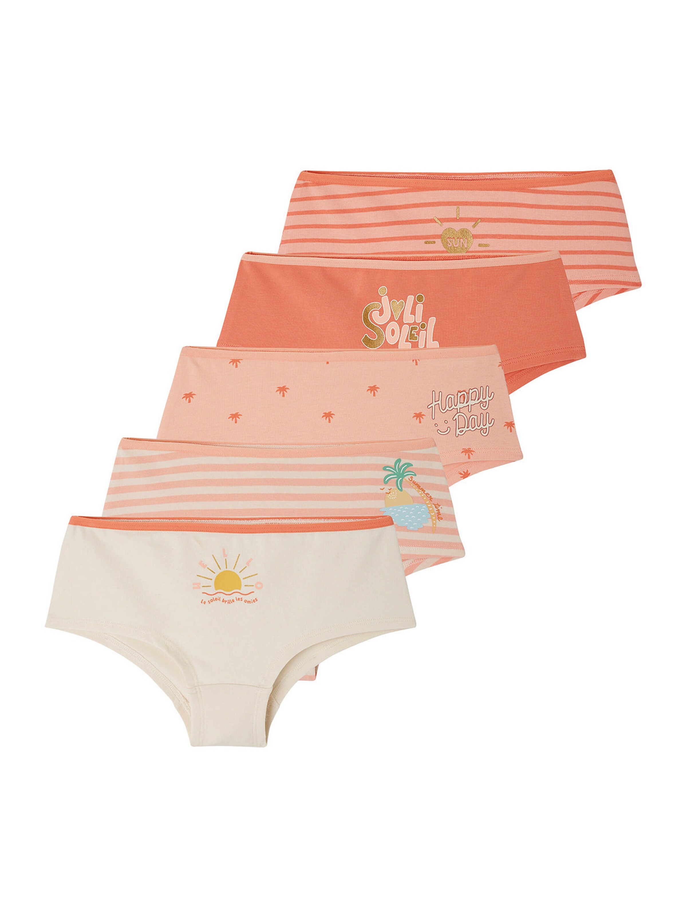 Vertbaudet 5er-Pack Mädchen Shortys mit Bio-Baumwolle pfirsich