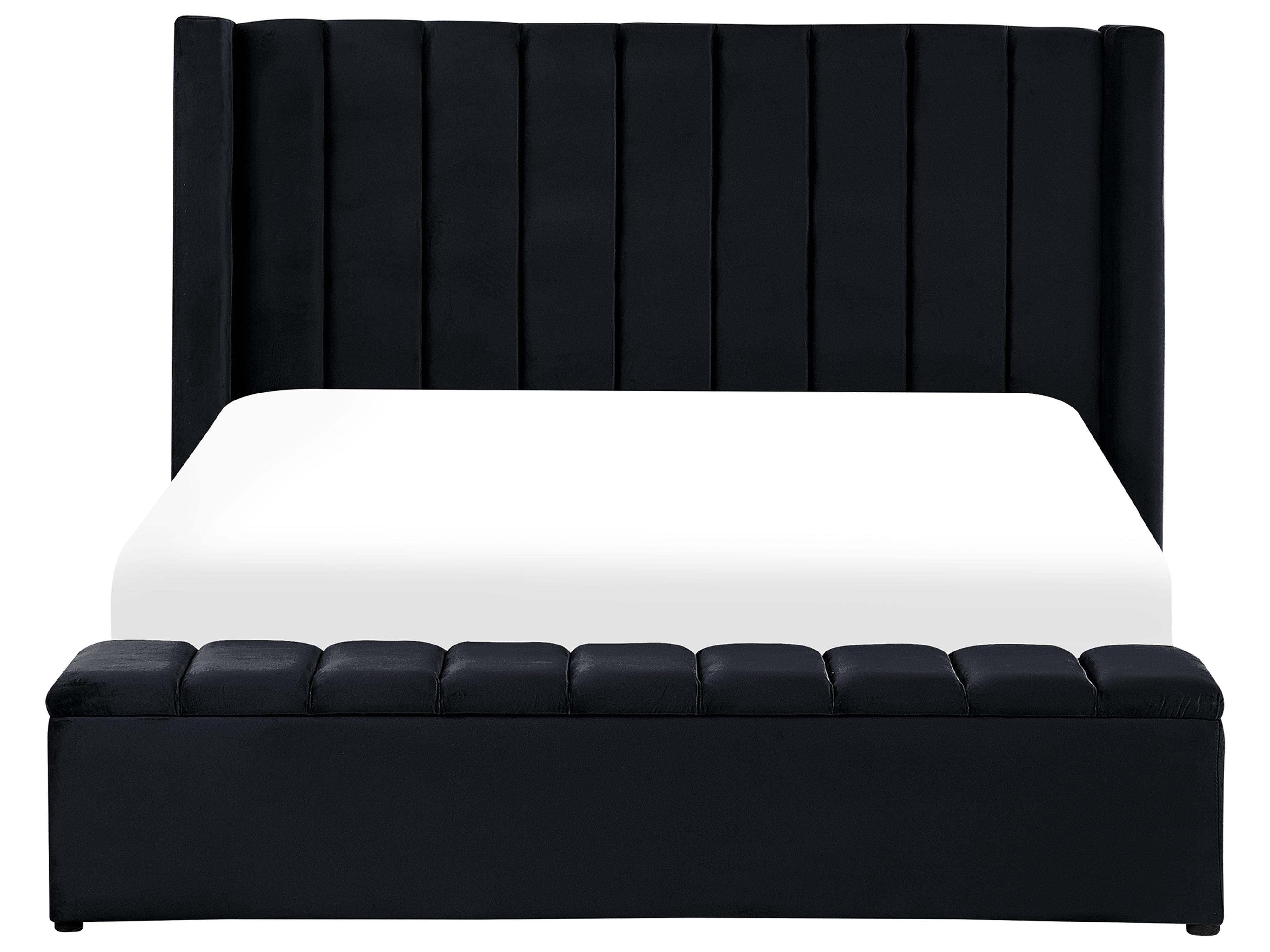 Waterbed met opbergbank Fluweel NOYERS 180 x 200 cm Zwart