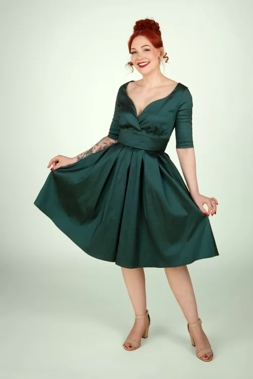 Vixen Tafetta swing jurk in smaragdgroen