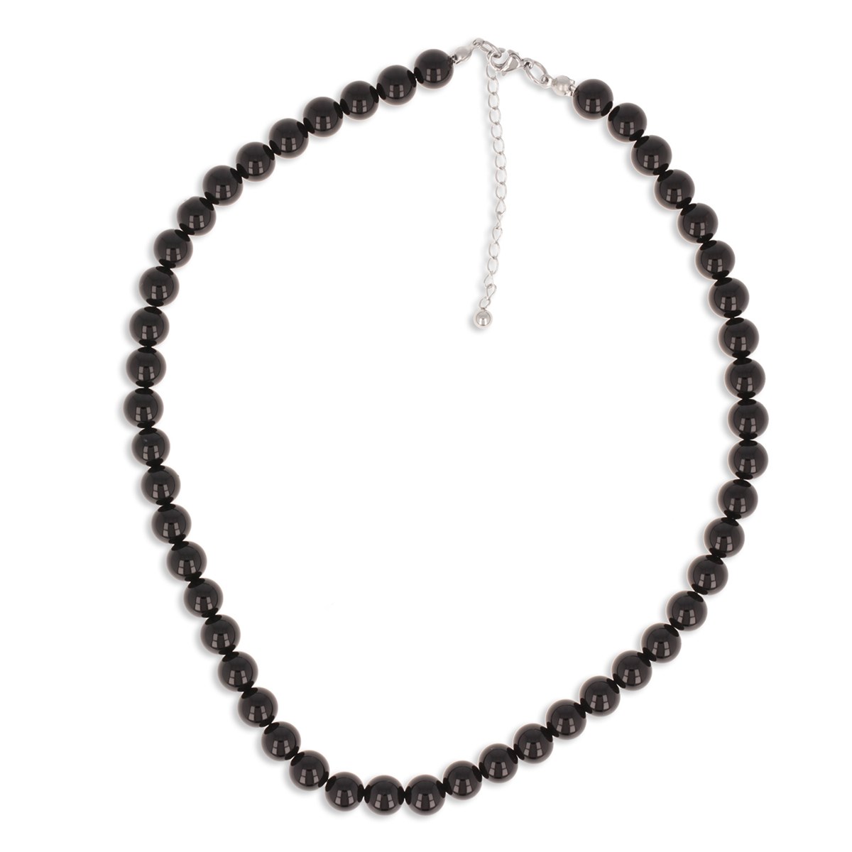 Collier acier inoxydable pierre naturelle agate noire longueur réglable 40cm + 5cm