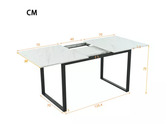 Table à manger extensible multifonctionnelle - style industriel - Blanc