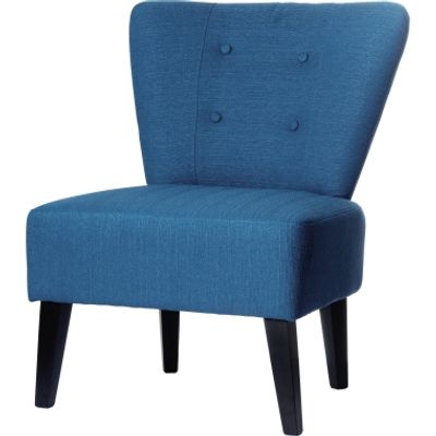 Fauteuil d'accueil BRIGHTON - Piétement en hêtre massif coloris noir - tissu bleu