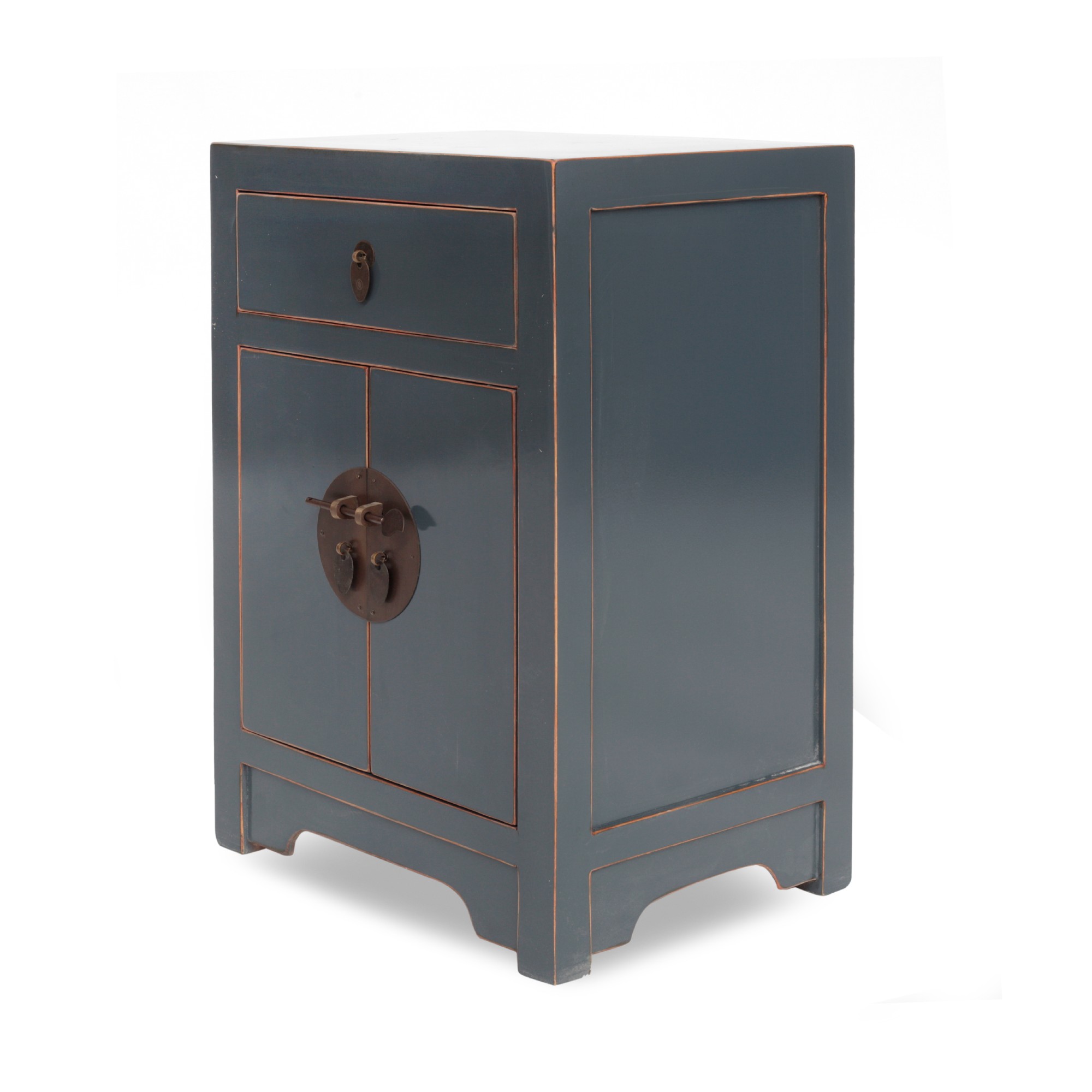Schrank, 2 Türen, 1 Schublade, blau, gold, T 30 cm, B 40 cm, H 60 cm von fischer's lagerhaus
