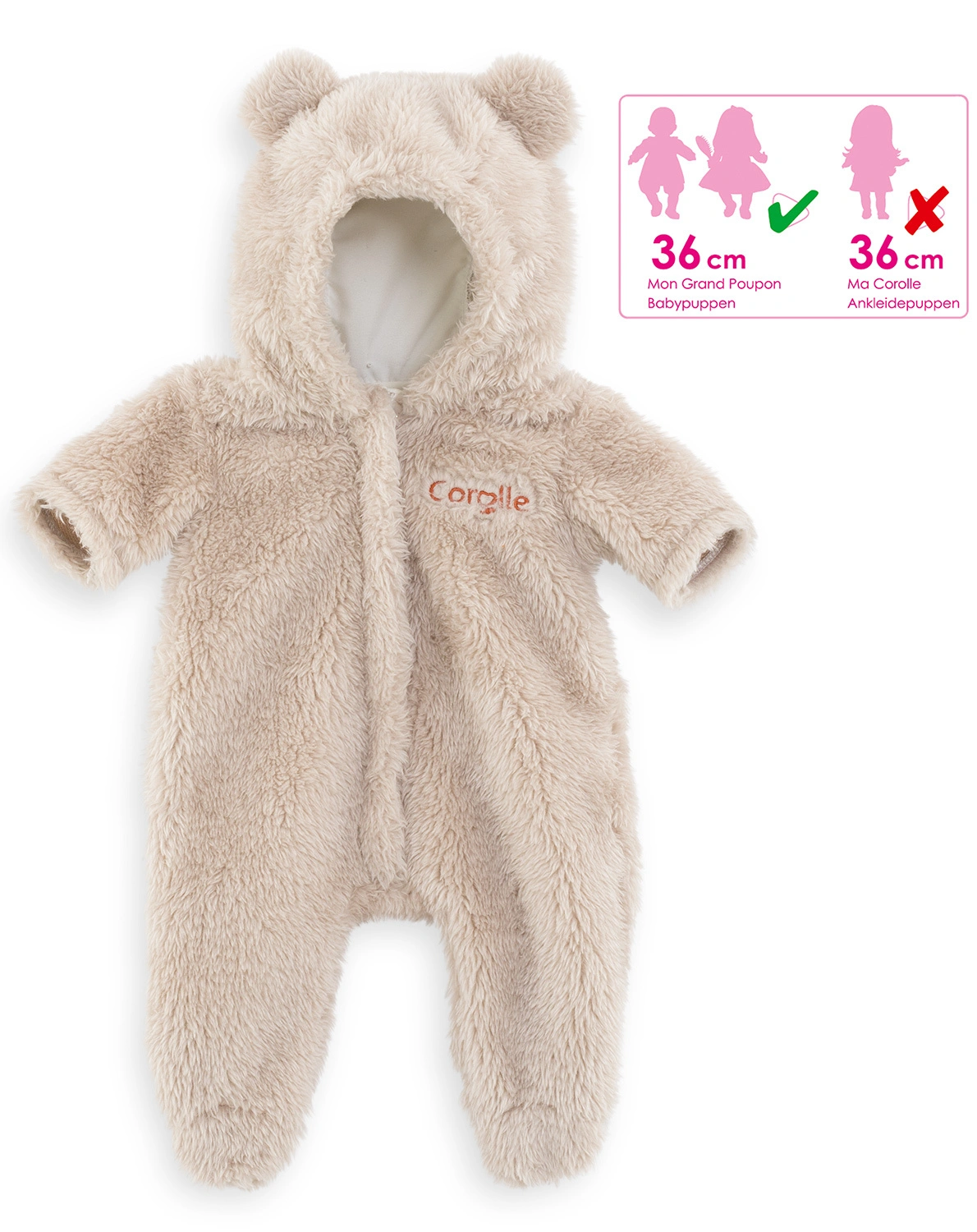 Puppenkleidung MON GRAND POUPON - KUSCHELANZUG TEDDY (36cm)