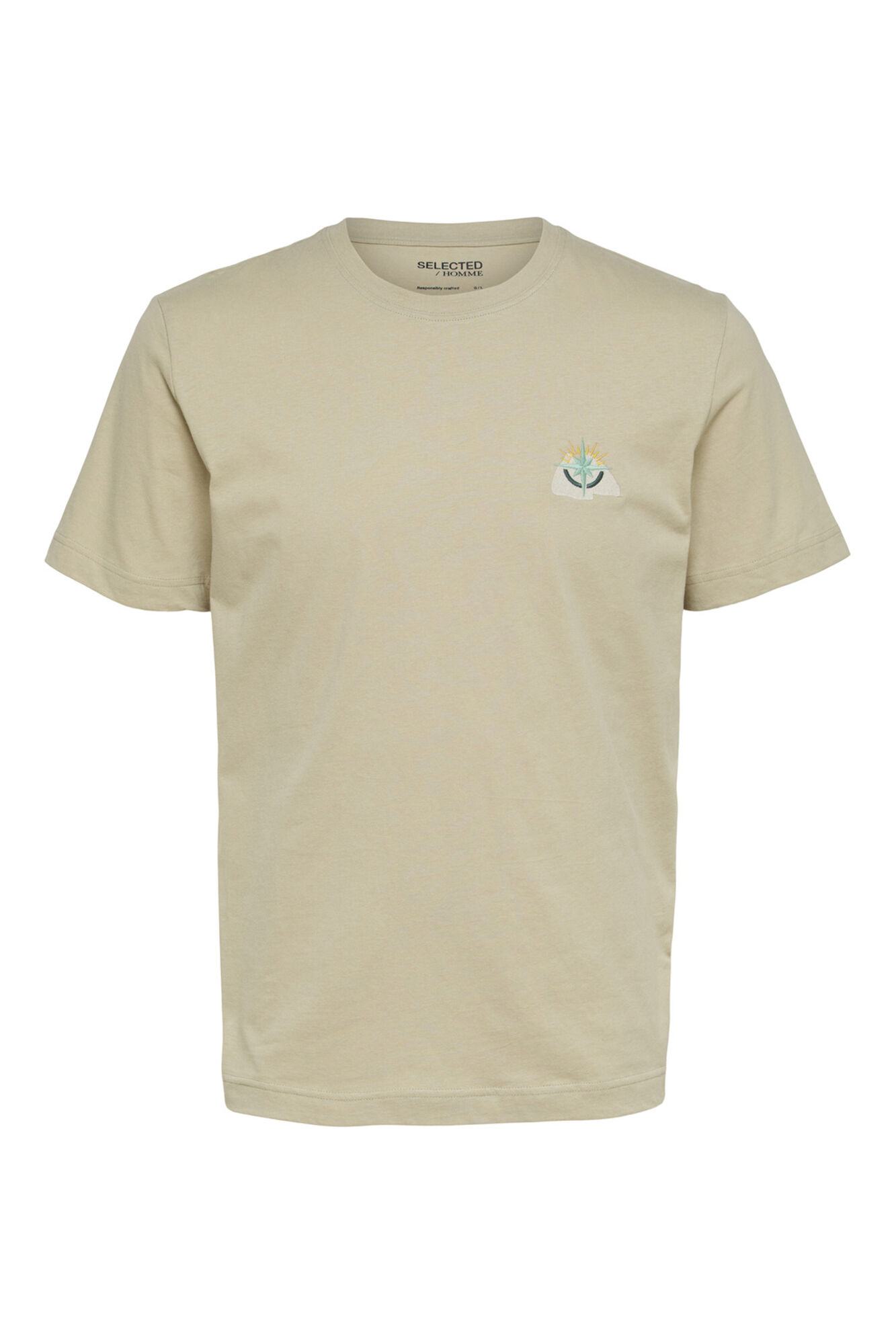 Camiseta de algodão orgânico com detalhes bordados - Verde