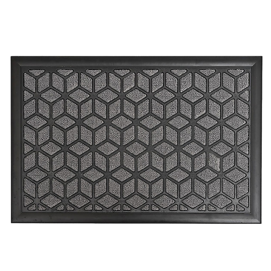 Tapis d'entrée losange ISLAND anthracite 40x60cm