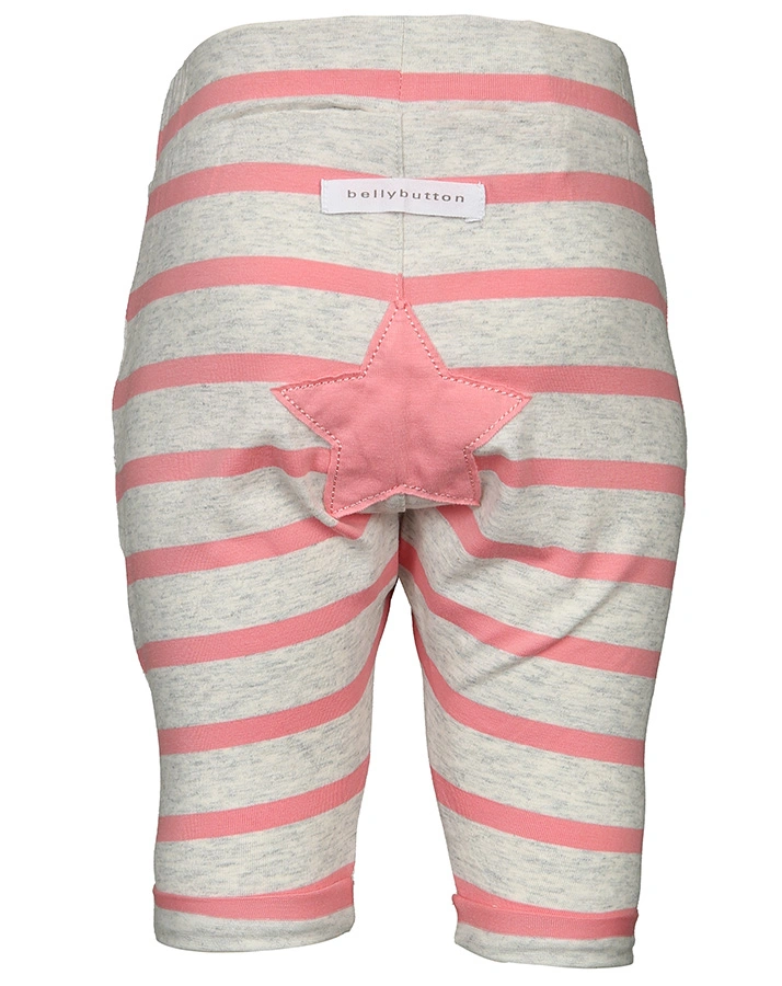 Baumwoll-Hose PINK STAR gestreift meliert in grau/rosa