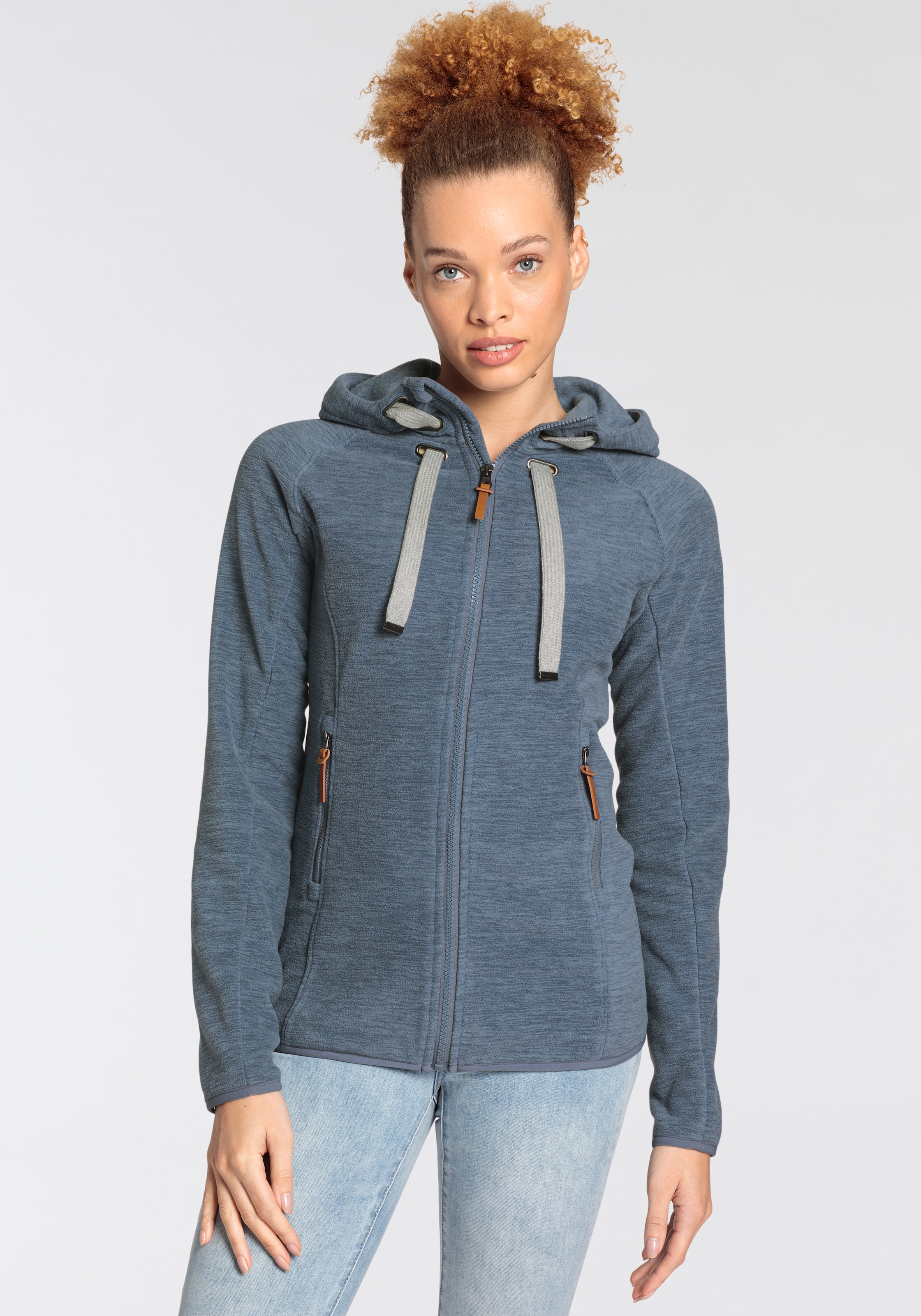 Polarino Fleecejacke mit Kapuze für kalte Tage,  aus Fleece,  mit Kapuze,  atmungsaktiv