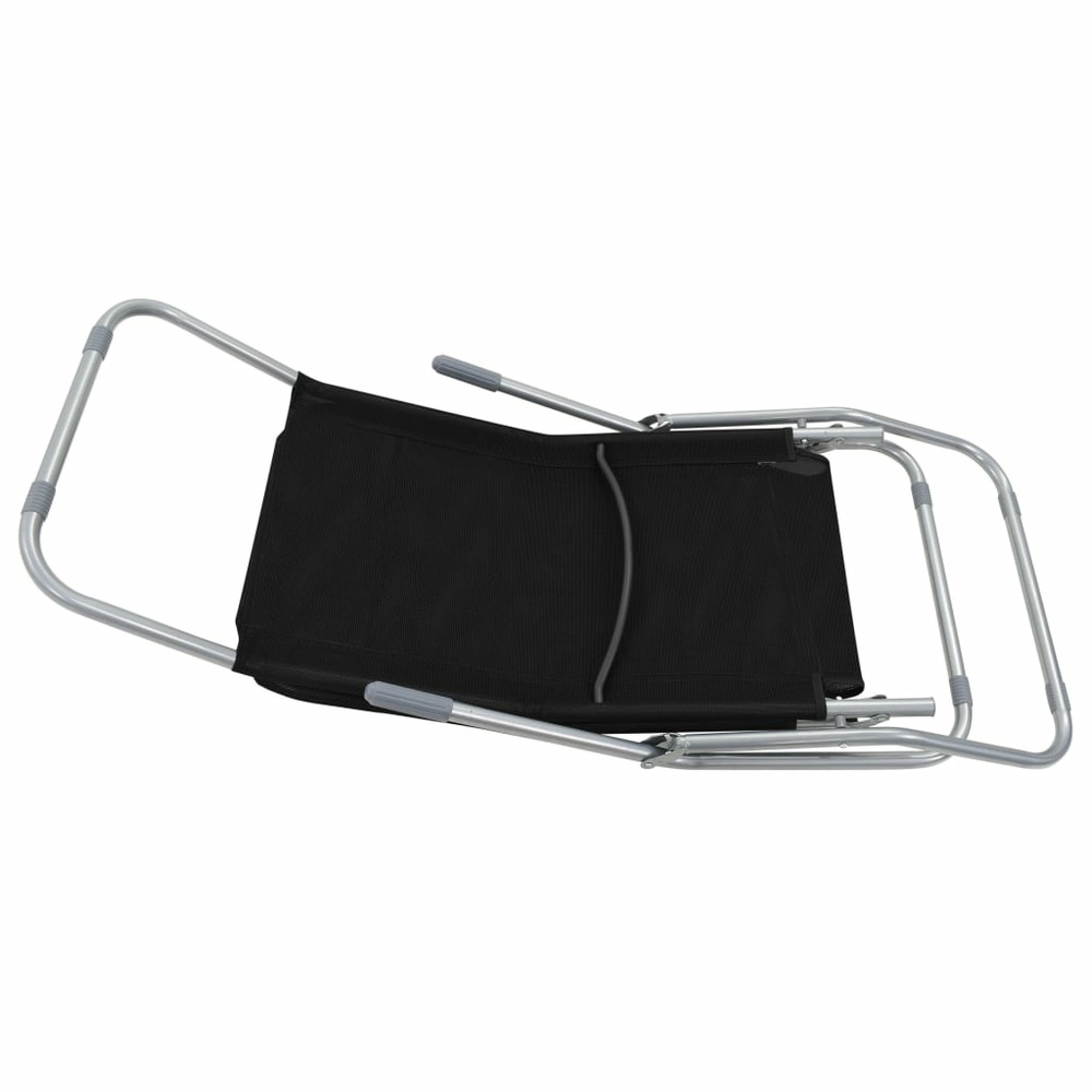 Chaises longues transat pliables 2 pices textilène noir