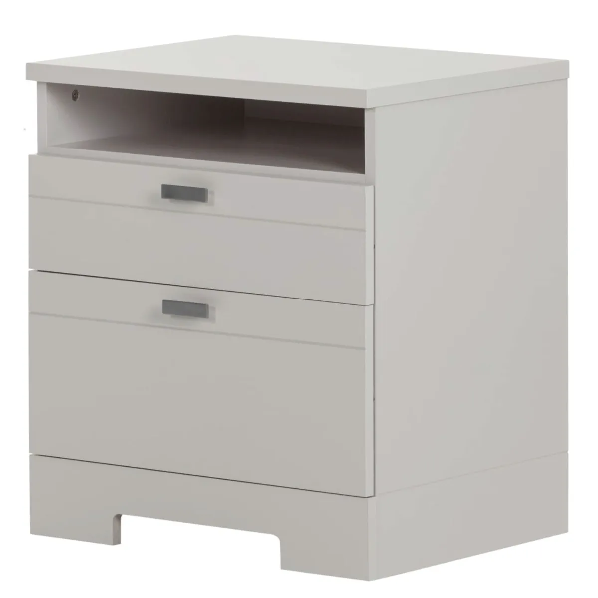 South Shore Reevo Table de Nuit avec organisateur de fils - Gris Clair