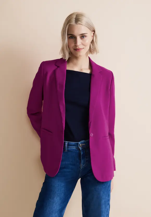 Langer Twill-Blazer - magenta pink