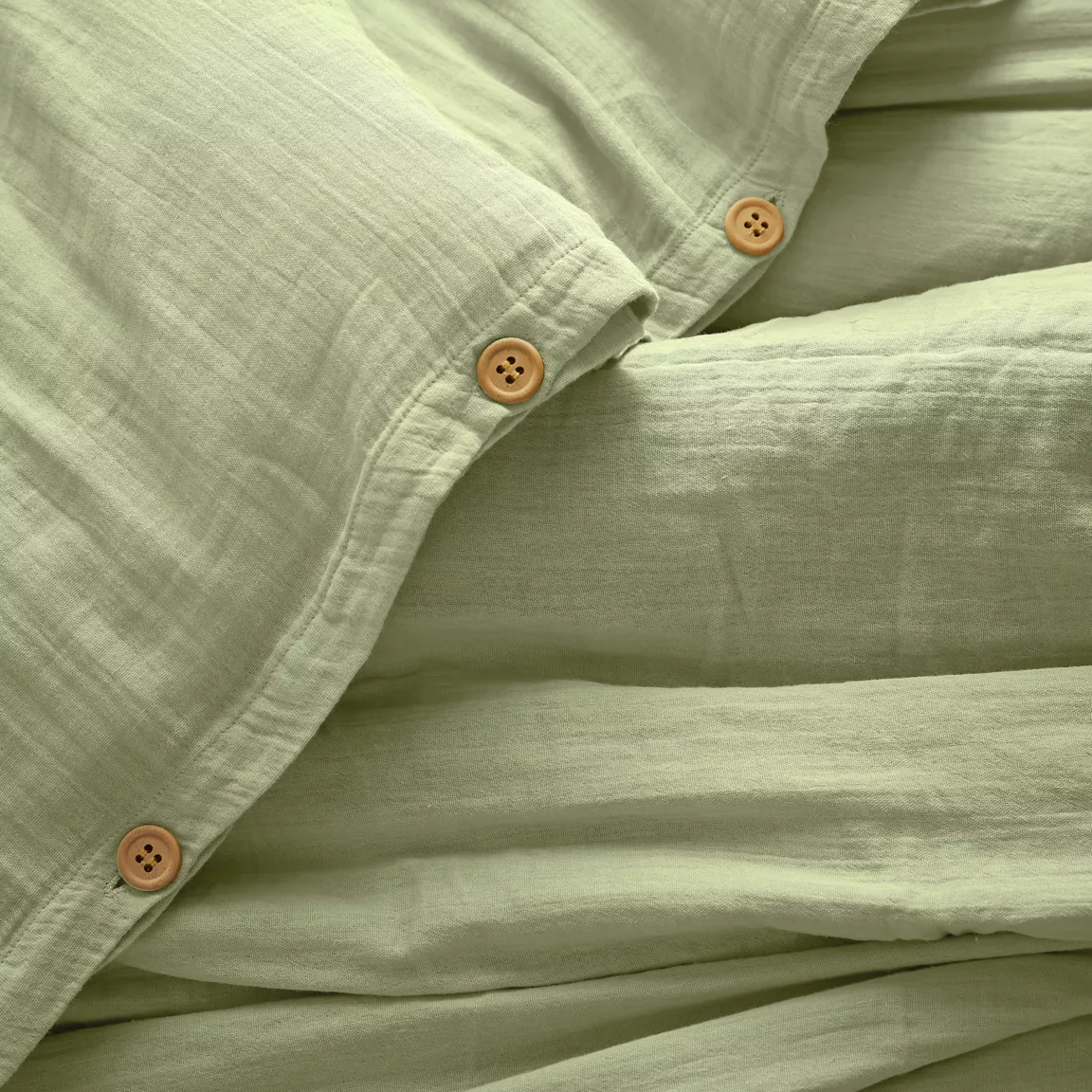 Housse de couette gaze de coton (240 x 220 cm) Gaïa Vert tilleul